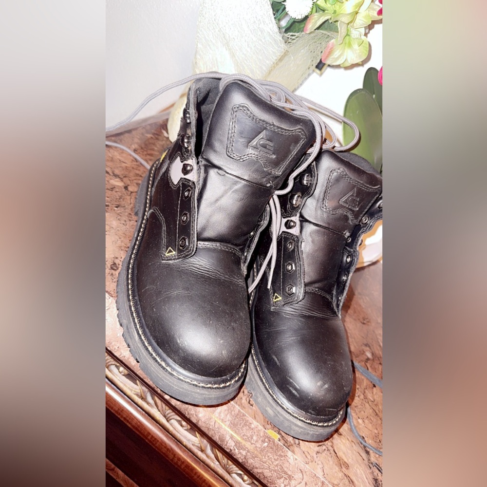 Black Leather work Men's Boots
